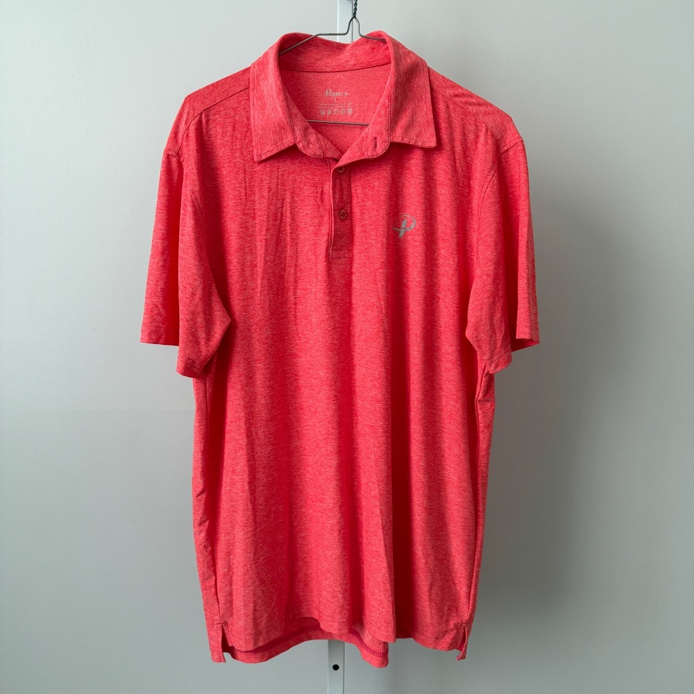 Pudolla sz L‎ Neon Peach Short Sleeve Performance Polo Golf Shirt